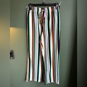 Colorful stripe silky trouser